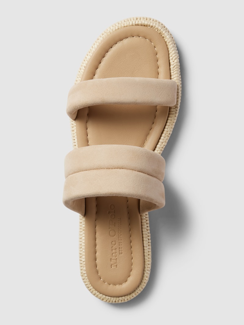 Pantoletten aus Leder mit breiten Riemen Modell 'TORI' in beige