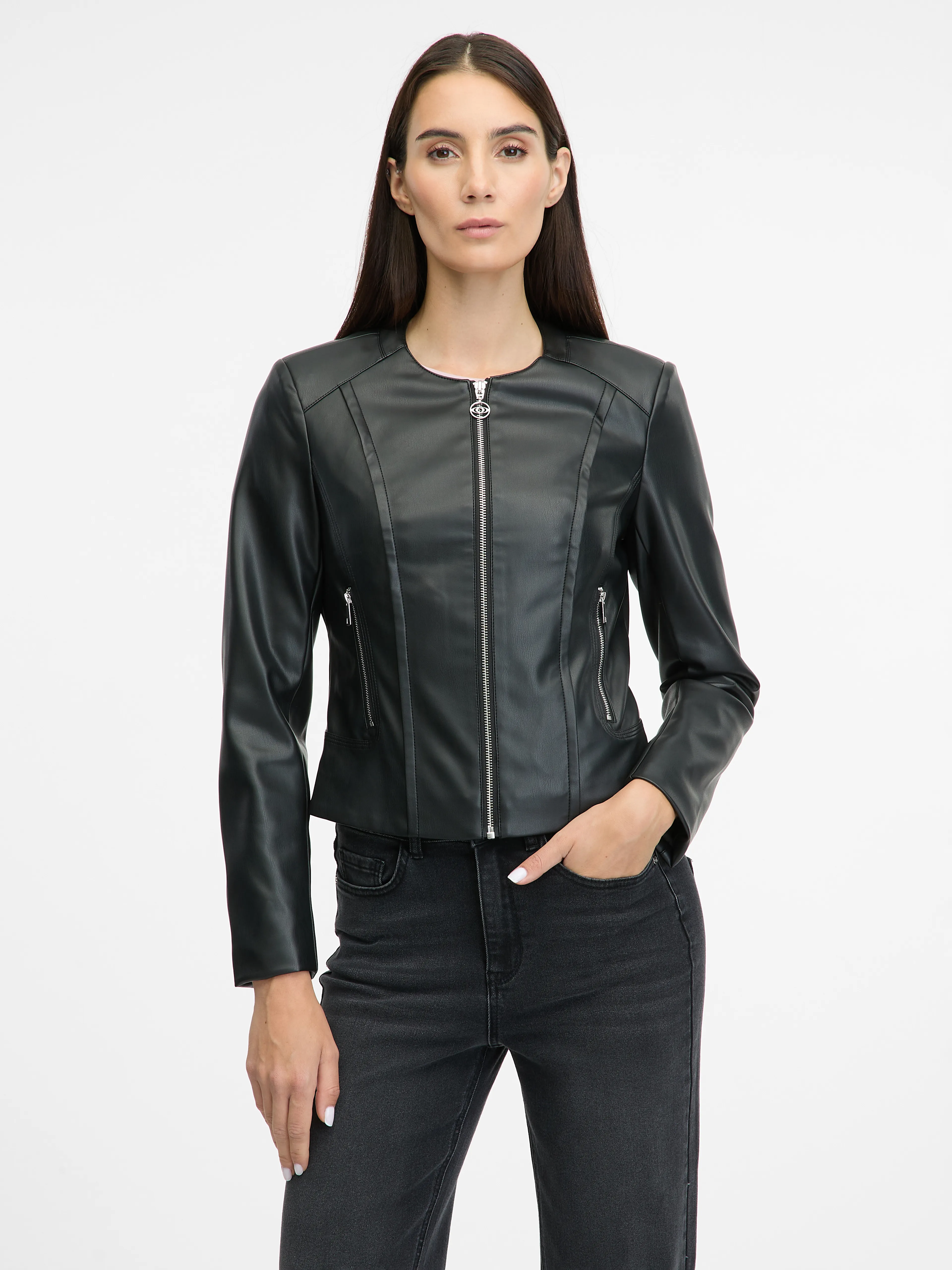 Schwarze Damen Lederjacke ORSAY