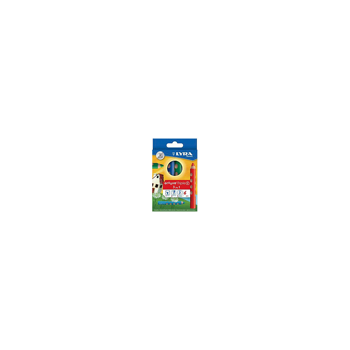 GROOVE Triple 3in1 Farbstifte, 6 Farben