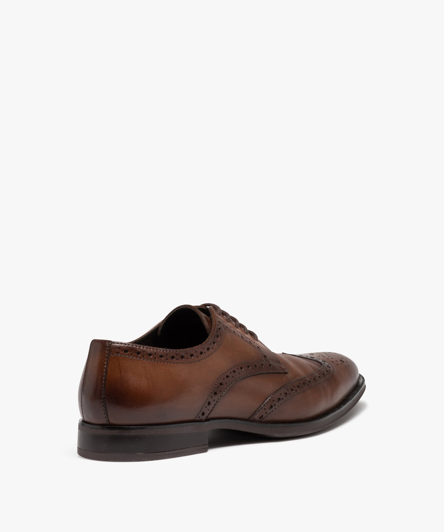 Derbies homme dessus en cuir uni à bout fleuri - Taneo marron | GEMO