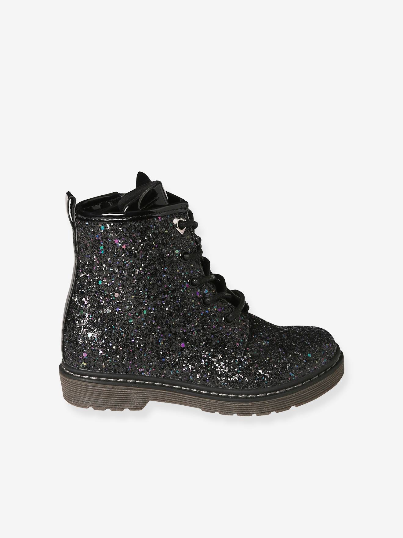 Boots lacées et zippées fille collection maternelle noir
