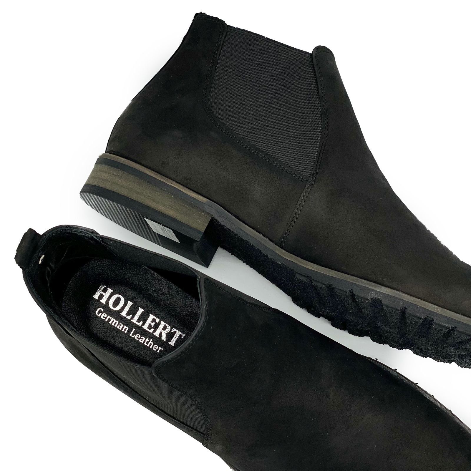Hollert Herren Stiefelette Modell 702 Veloursleder Classic Schuhe Chelseaboots