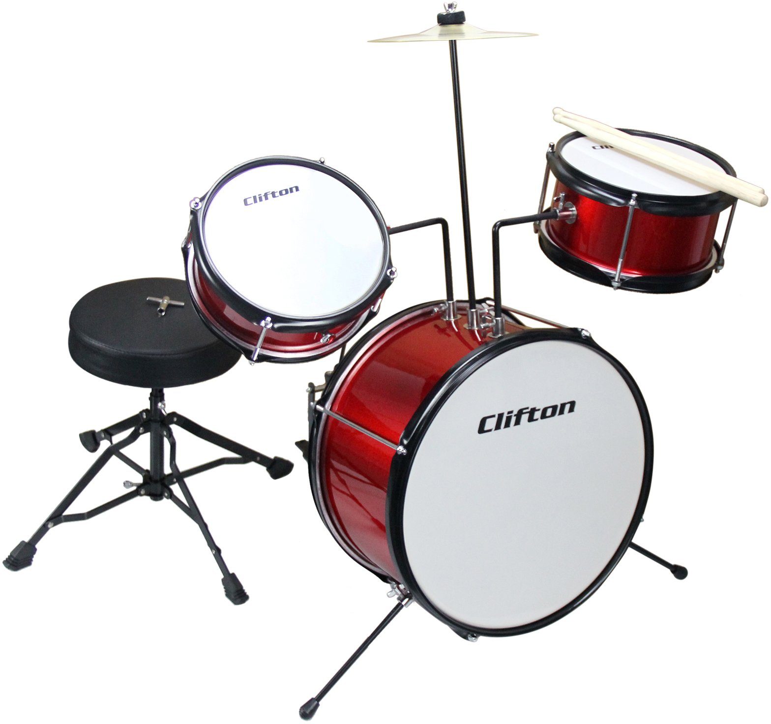 Clifton Kinderschlagzeug Junior Drum, rot, 3-St.