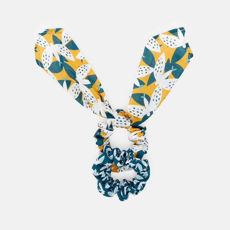 Chouchou imprimé (lot de 2) jaune fille