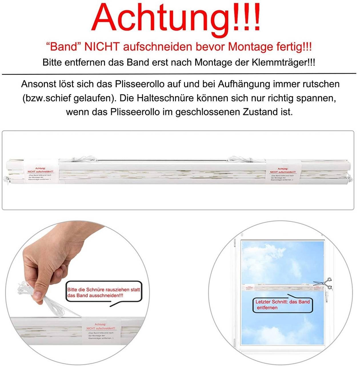 Plissee, Woltu, Faltrollo Klemmfix ohne Bohren beige