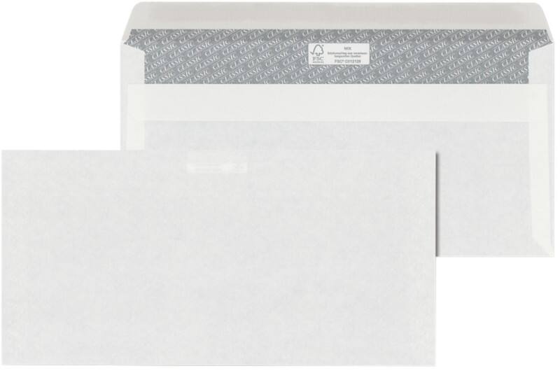 ÖKI Classic Briefumschläge DL 220 (B) x 110 (H) mm Haftklebestreifen Weiß 80 g/m² 1000 Stück
