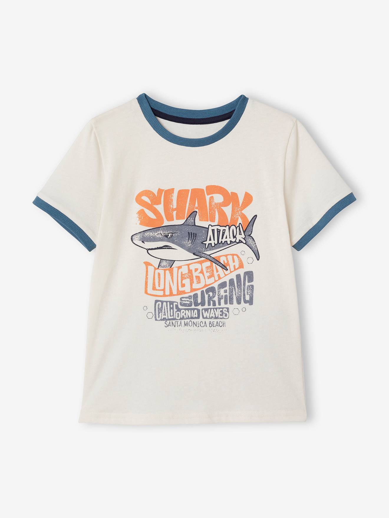 Ensemble tee-shirt et short requin garçon bleu canard