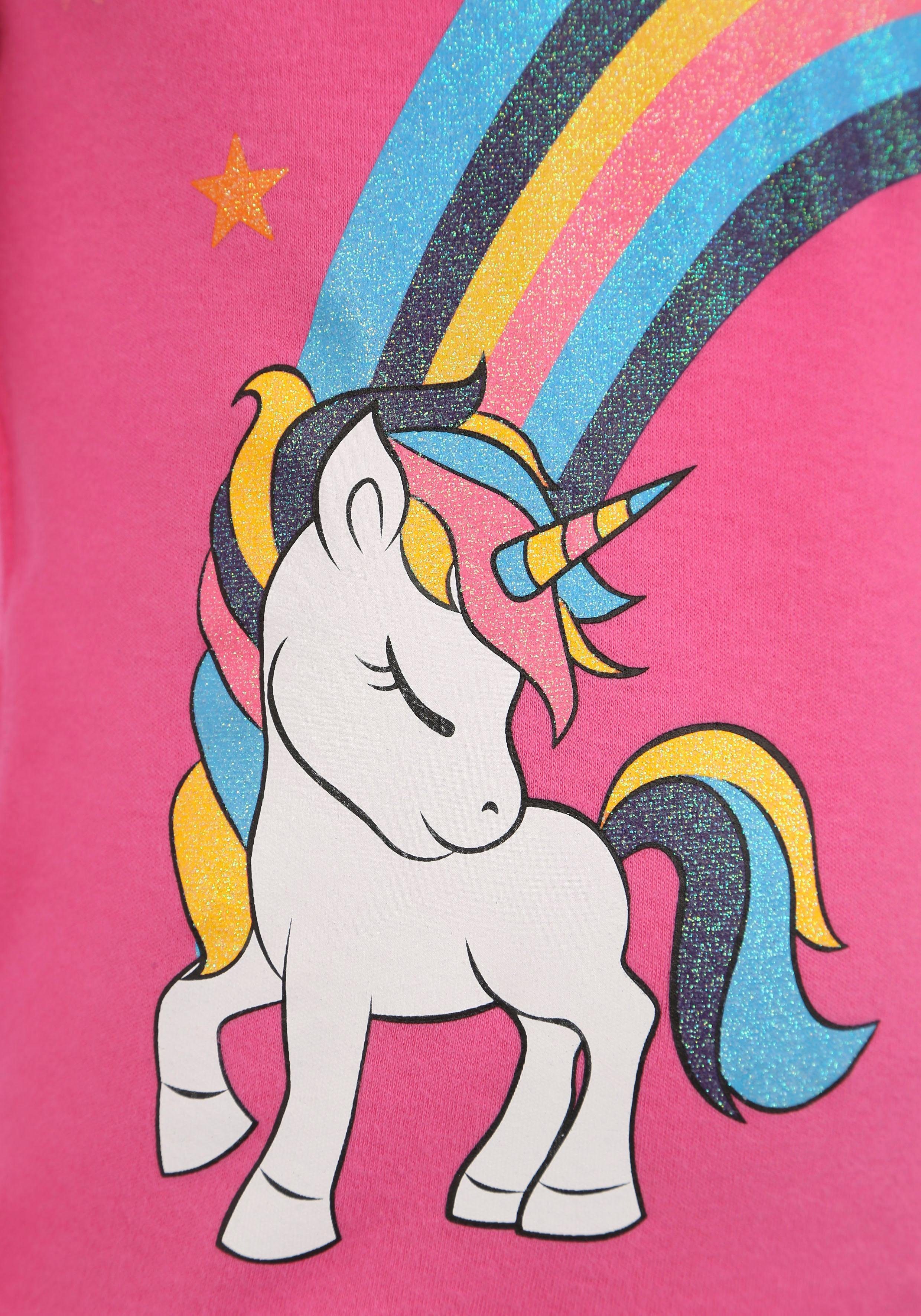 KIDSWORLD Langarmshirt EINHORN Regenbogen mit Glitzerdruck