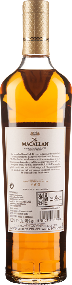 The Macallan Scotch Whisky Single Malt Sherry Oak Cask 12 YO 0,7 Liter im Geschenkkarton