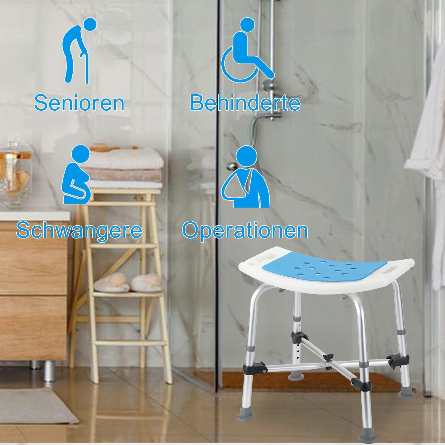 Yakimz Duschhocker Duschhocker Badhocker Höhenverstellbarer Duschstuhl Badestuhl