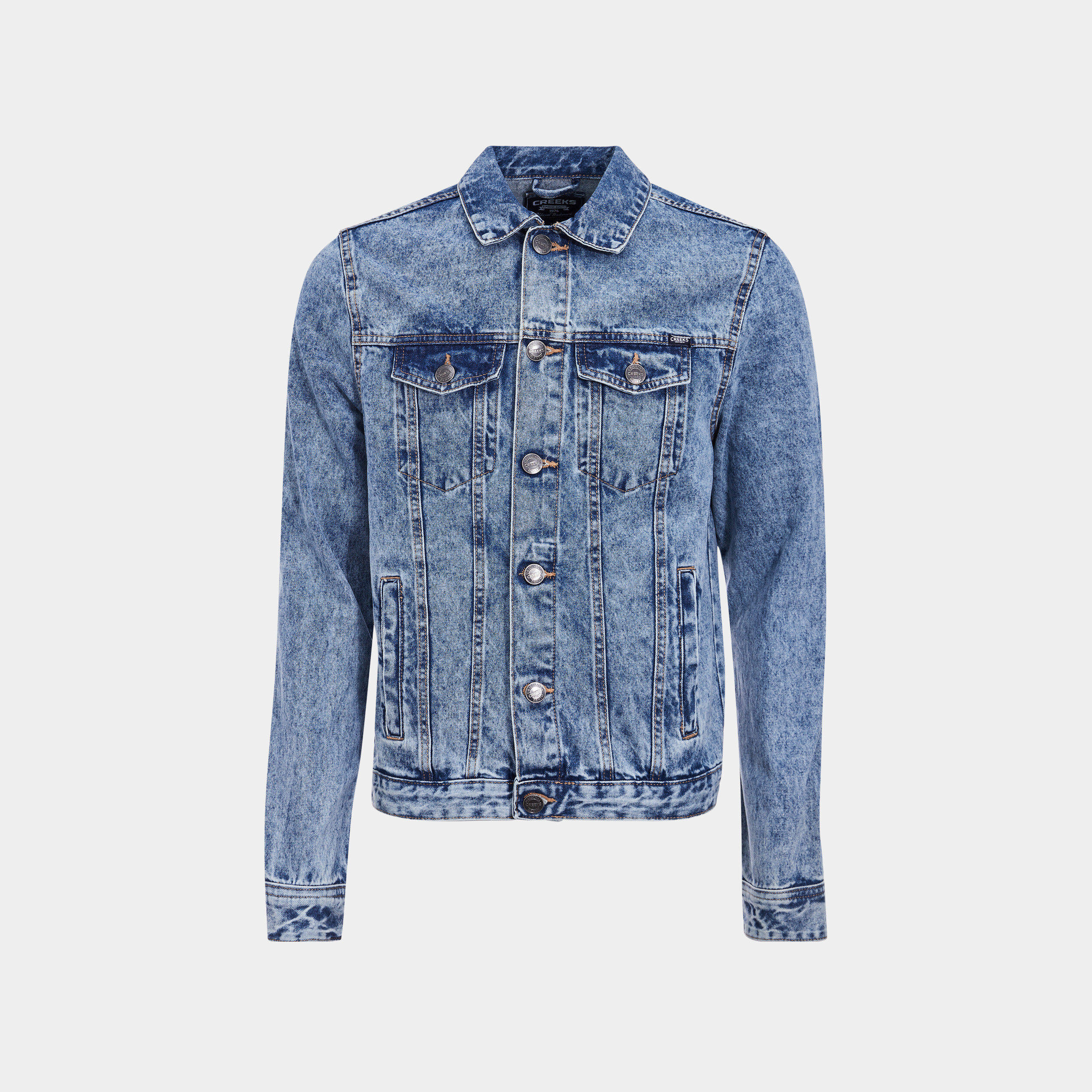 Veste droite boutonnée en jean Creeks denim bleach homme | La Halle