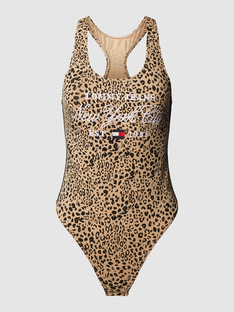 Badeanzug mit Animal-Print in camel