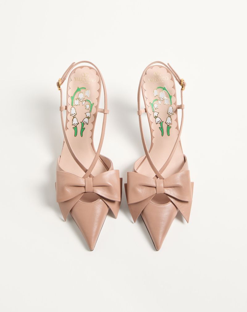 Sapatos de salto Bowow Slingback em couro de cabra de 85 mm