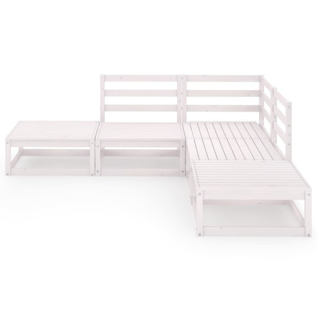 vidaXL Gartenlounge-Set 5-tlg. Garten-Lounge-Set Weiß Kiefer Massivholz, (1-tlg)