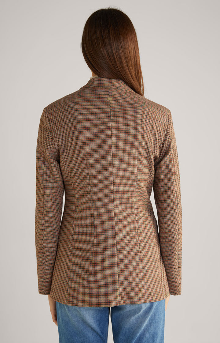 Blazer in Orange/Schwarz/Ecru gemustert