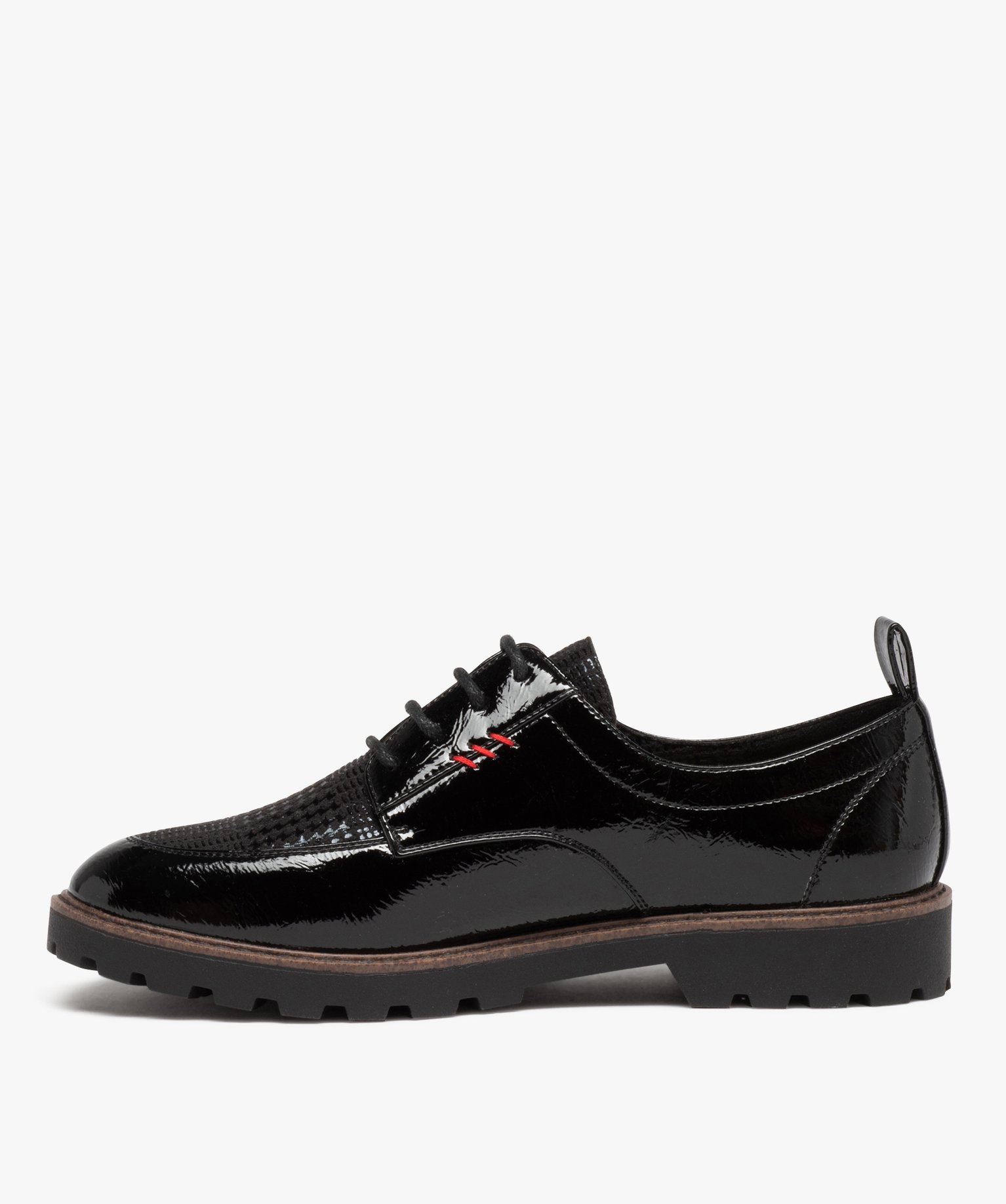 Derby verni avec semelle crantée femme noir | GEMO