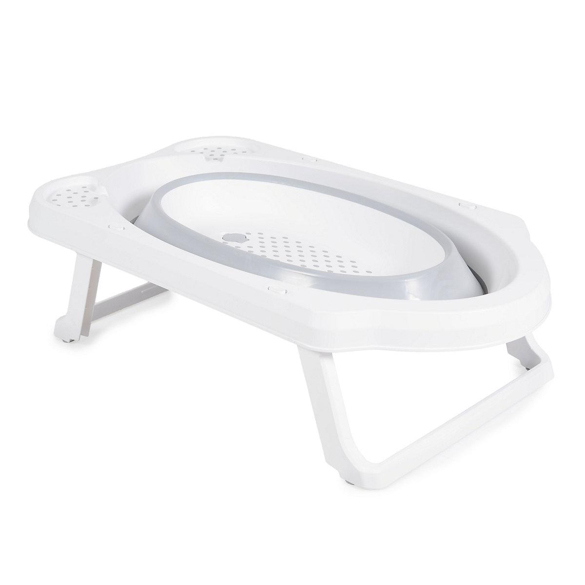 Babybadewanne Maui 84 cm lang Wasserablauf Ablagefächer Babybadewannen