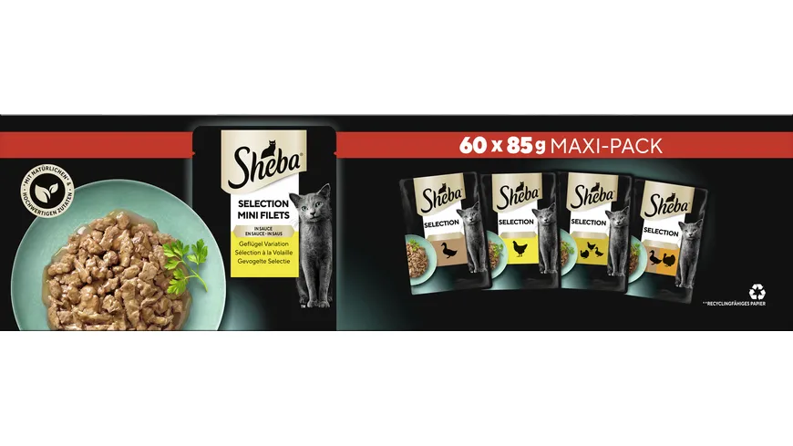 SHEBA® Maxi-Pack Selection Mini Filets in Sauce Geflügel Variation 5100 g