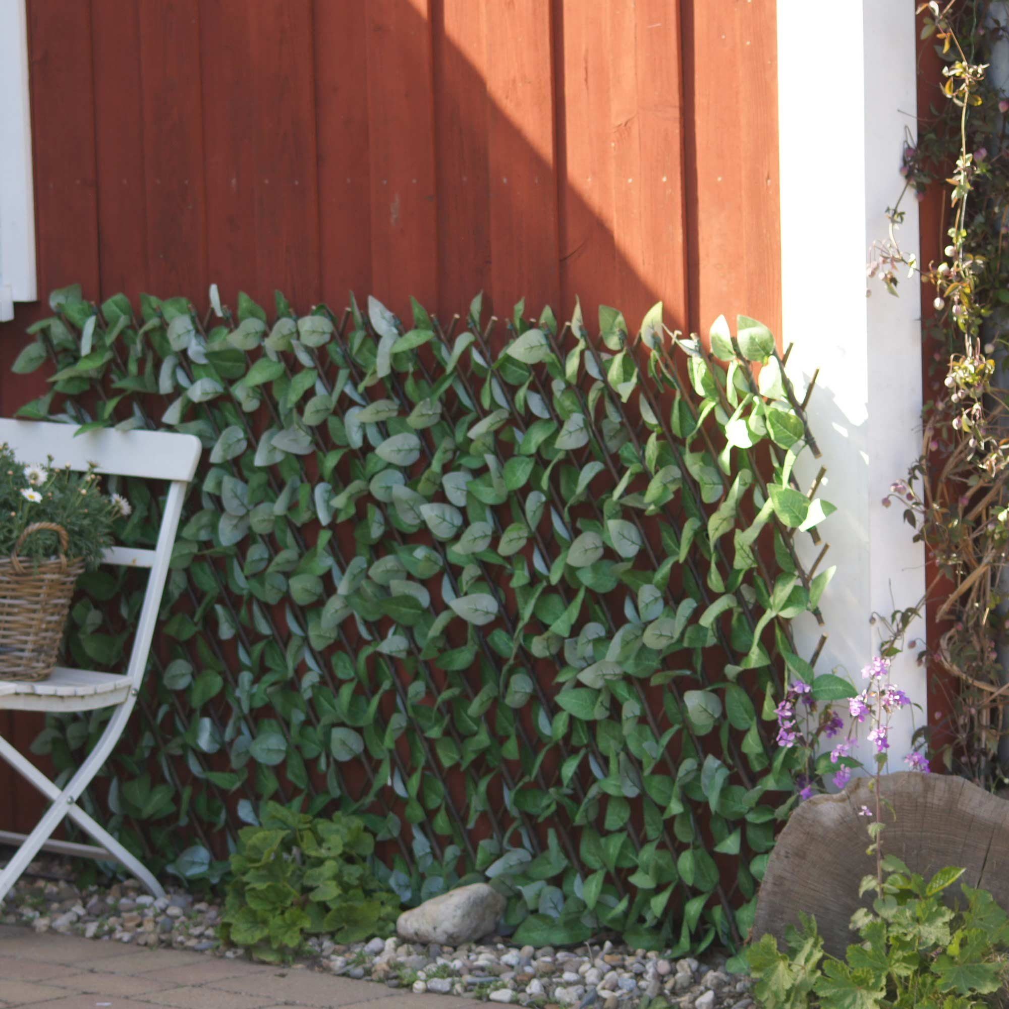 UNUS GARDEN Balkonsichtschutz Rankgitter Weide mit vielen Blättern hellgrün (1-St., Ausziehbar bis 100x200 cm) Sichtschutz Balkonsichtschutz Blätterzaun Efeu für Balkon und Terrasse