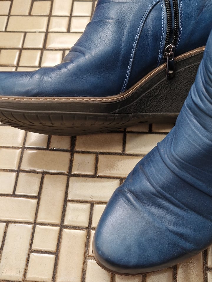 Andrea Conti Leder-Ankle-Boots in Blau günstig kaufen 39