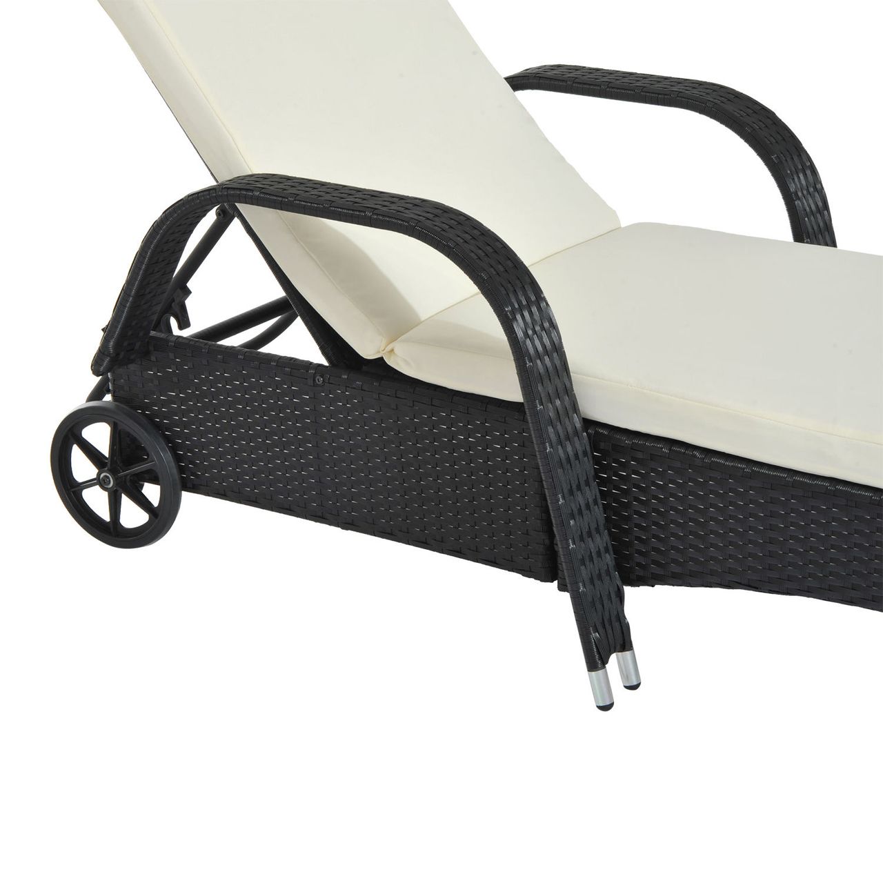 Outsunny Mobile Gartenliege Sonnenliege Rattanliege Gartenmöbel Schwarz