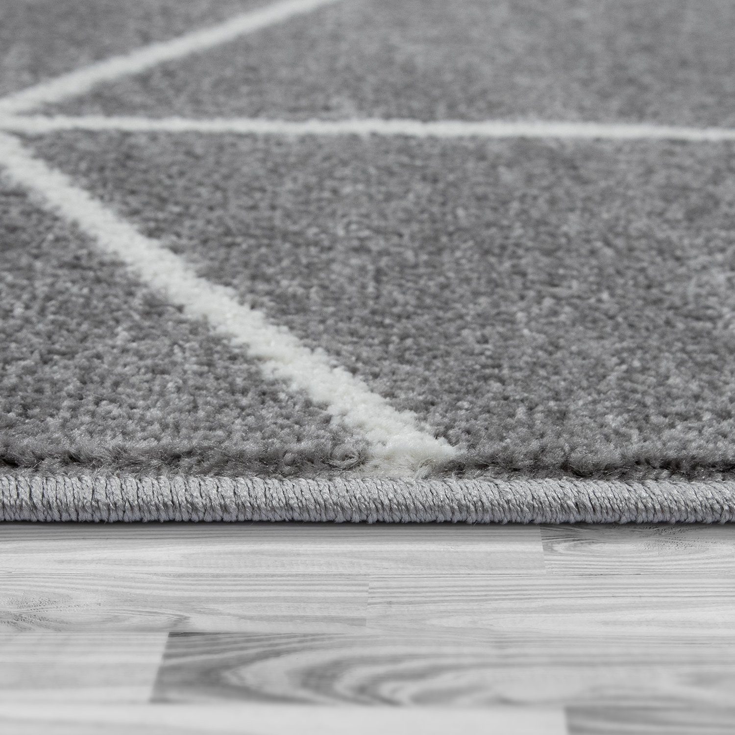 Teppich Wohnzimmer-Teppich Kurzflor Skandinavischer Stil Rauten-Muster In Grau, TT Home, rechteckig, Höhe: 16 mm