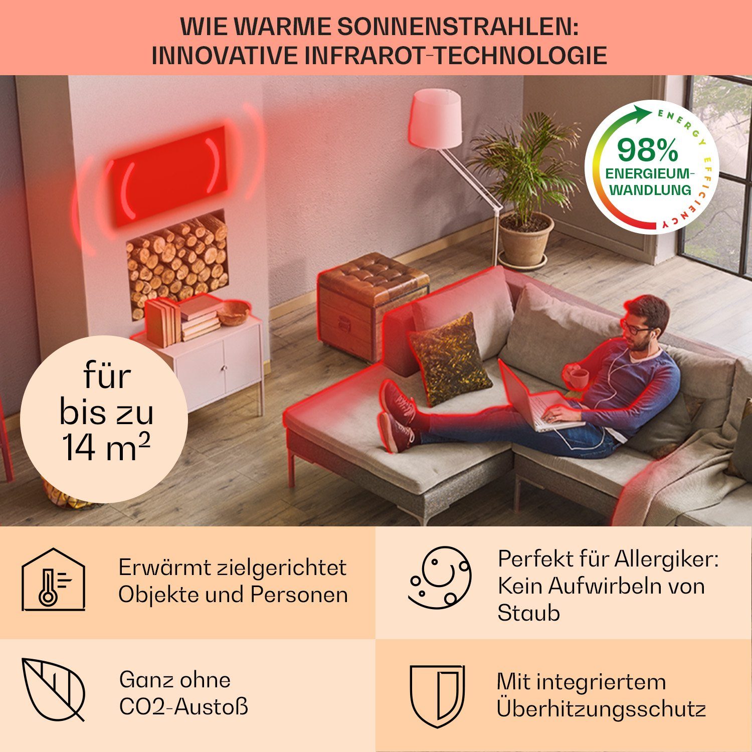 Klarstein Heizkörper Wonderwall Air Art Smart 700W, elektrische Infrarotheizung mit Thermostat Bild elektrische Heizung