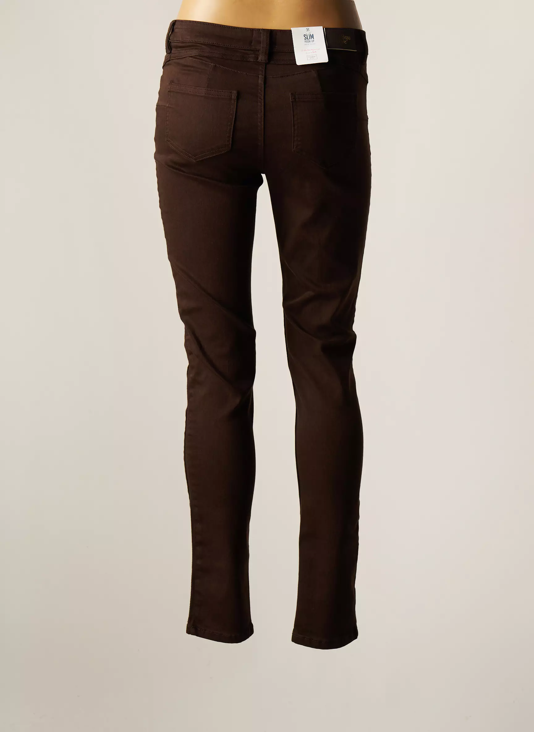 C Est Beau La Vie Pantalons Slim Femme couleur marron