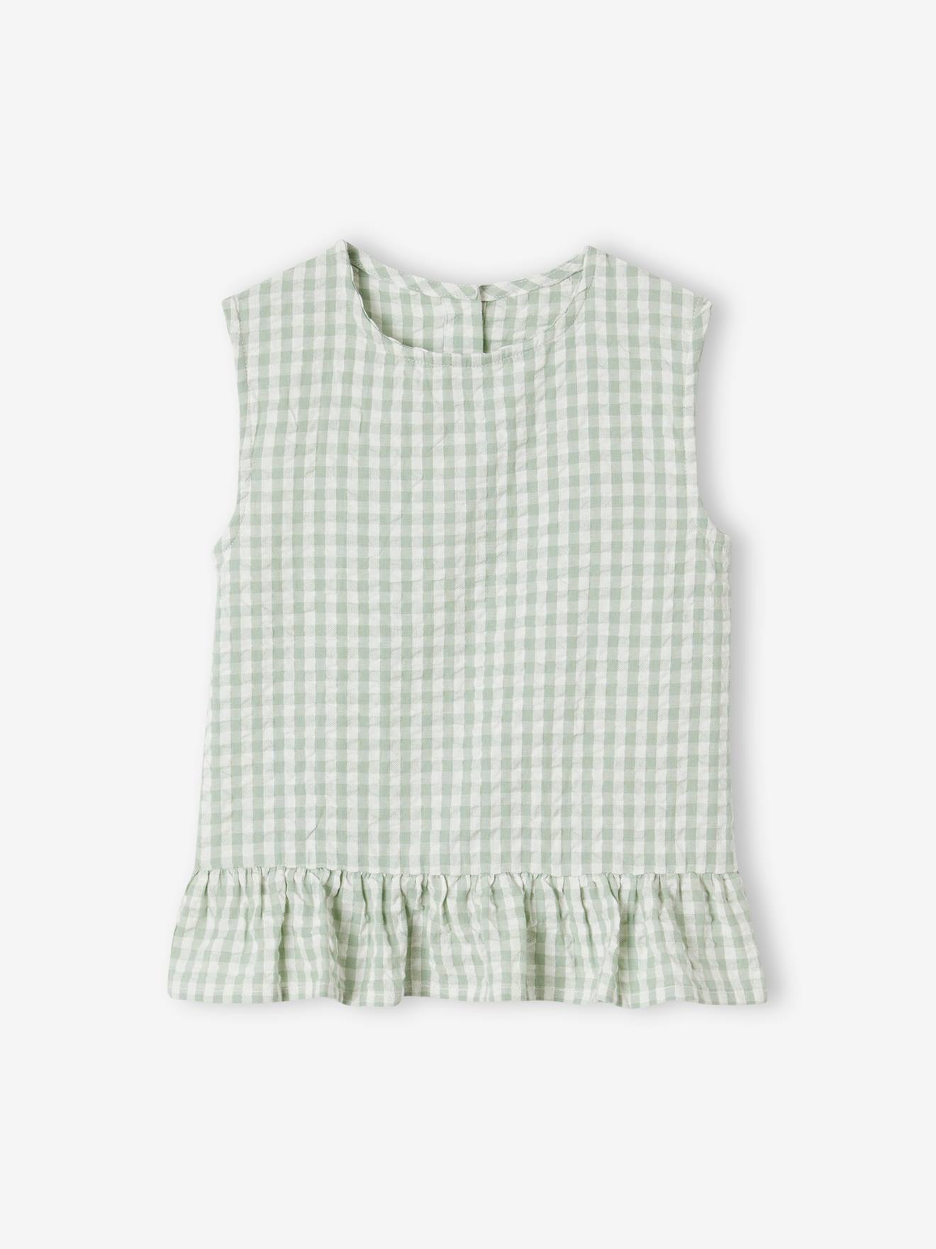 Vertbaudet Mädchen-Set: Bluse & 7/8-Hose - salbeigrün