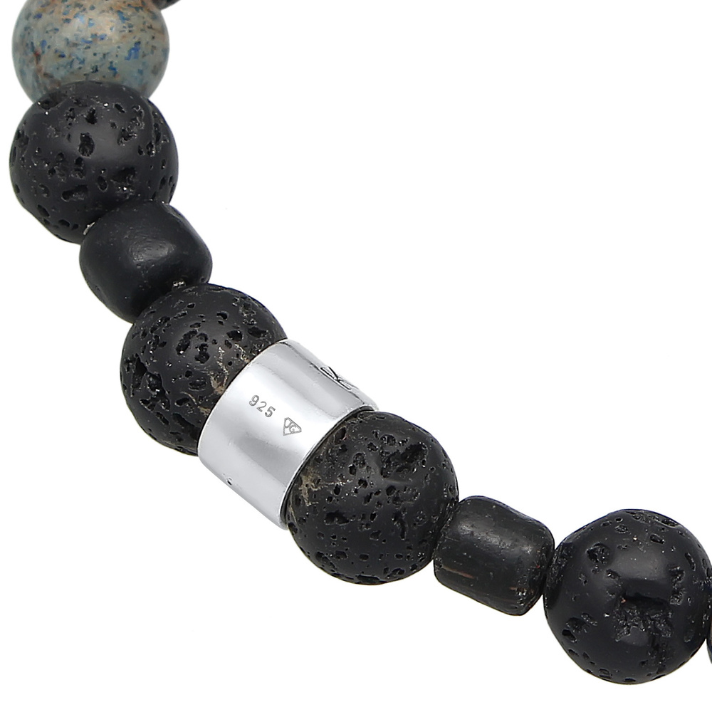 KUZZOI KUZZOI Bracelet Perles pour hommes rondes avec pierre de lave et perles d'agate e Bracelet