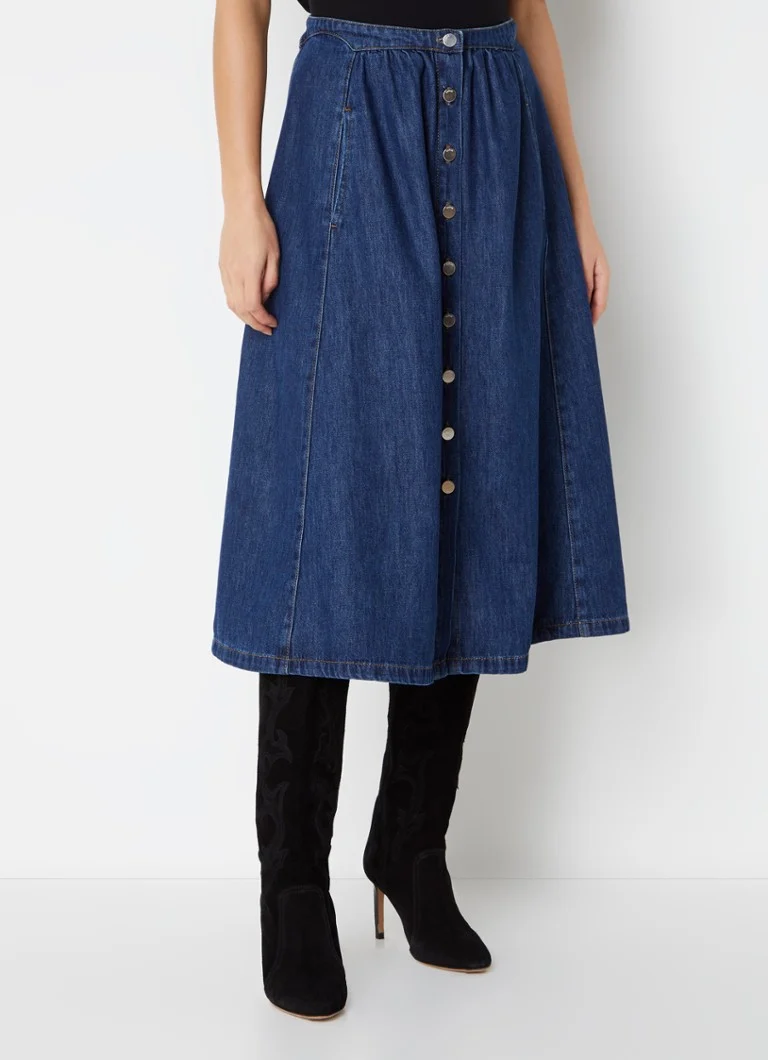ba&sh Cowie midi-denimskjørt med sidelommer