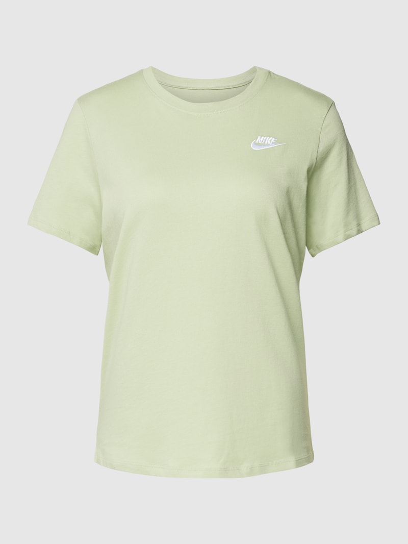 T-Shirt in unifarbenem Design mit Label-Stitching in hellgrün