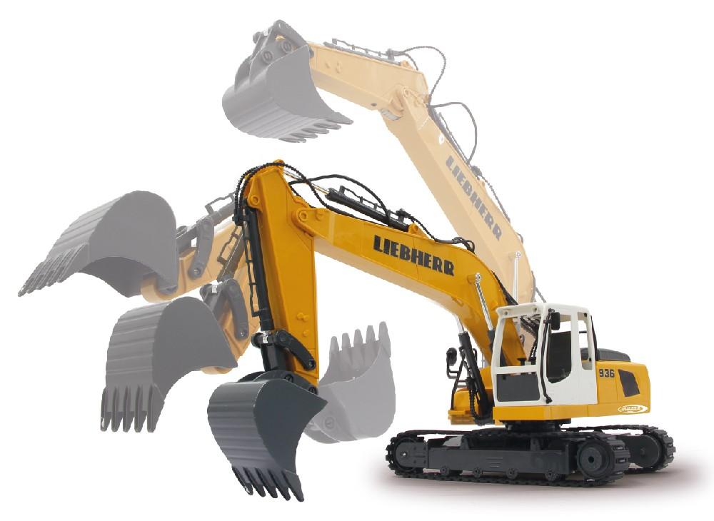 Jamara e.K. JAMARA Bagger Liebherr R936 1:20 2,4GHz Destruction-Set mit Schalengreifer und Abbruchhammer