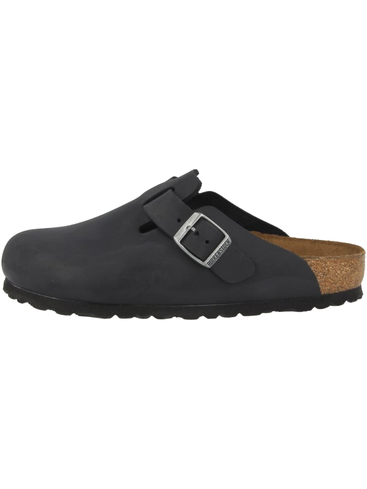Birkenstock Clogs Boston Geöltes Nubukleder schmal in schwarz günstig kaufen