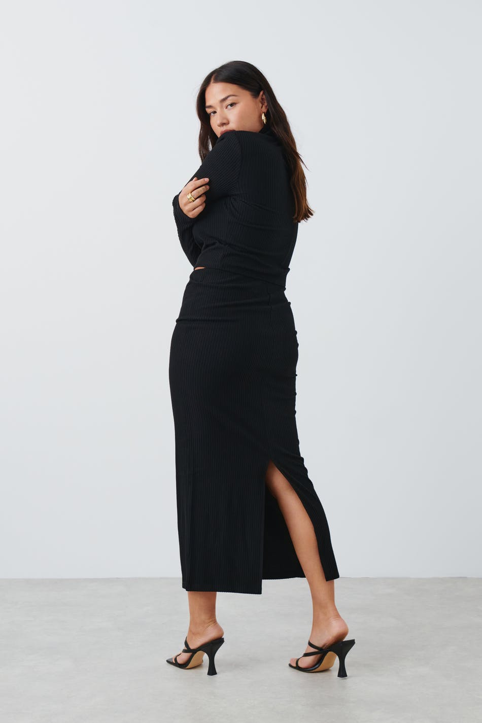 Long rib skirt