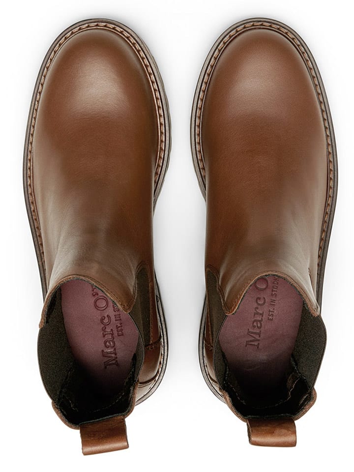 Marc O'Polo Shoes Leder-Chelsea-Boots in Hellbraun günstig kaufen