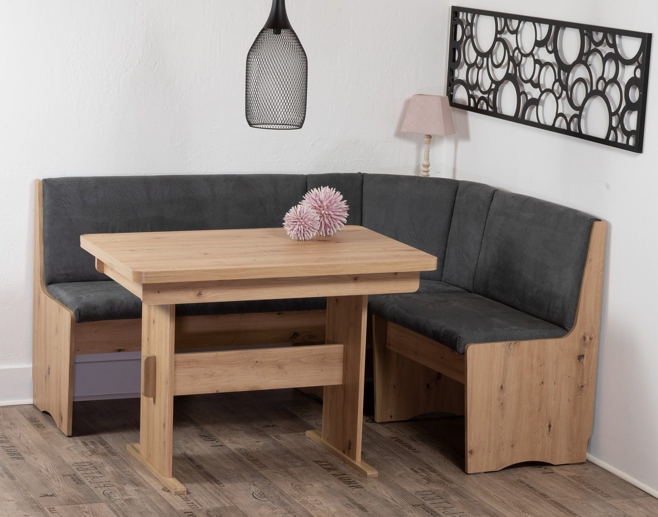 Stolebaenk Eckbankgruppe Duisburg Artisan Titanic Ibiza PE/MA, (Eckbankgruppe, 1 x Eckbank, 1 x Tisch, 2 Stühle), Eckbank beidseitig aufbaubar