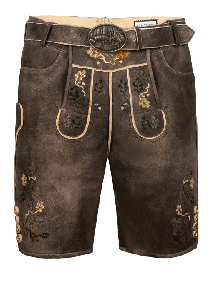 Edelnice Kurze Hirschlederhose Stefan sämisch in dunkelbraun günstig kaufen
