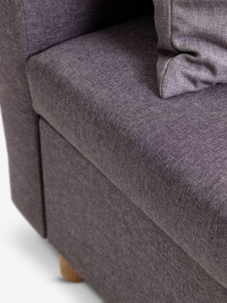 Canapé-lit HAMPEN avec méridienne HAMPEN, tissu gris/couleur chêne