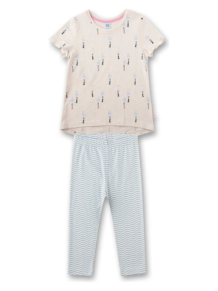 Sanetta Pyjama in Beige/ Hellblau günstig kaufen