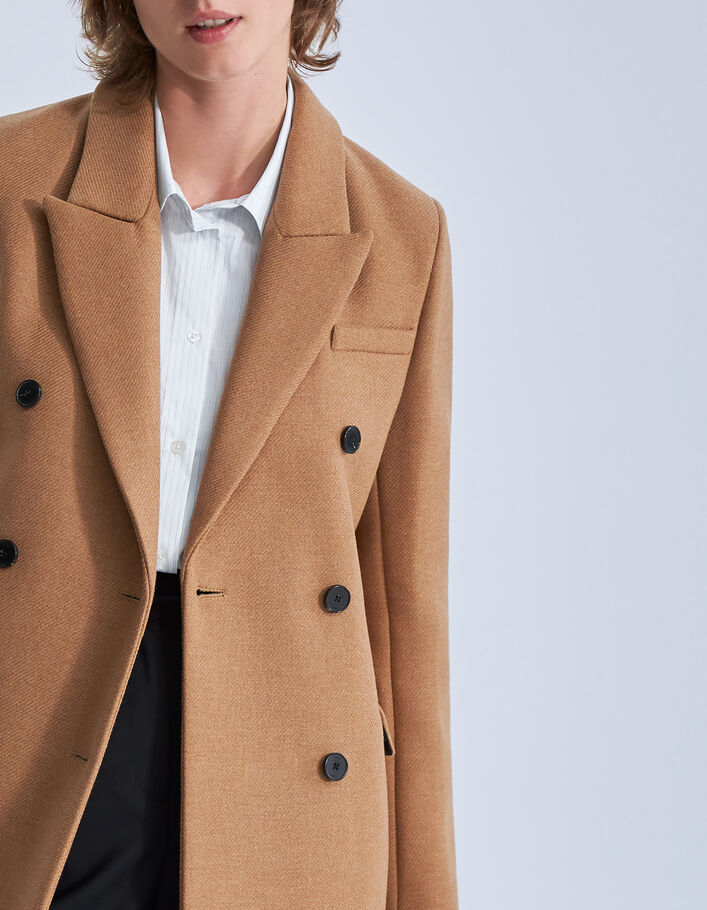 Manteau long sienne à boutonnage croisé Femme
