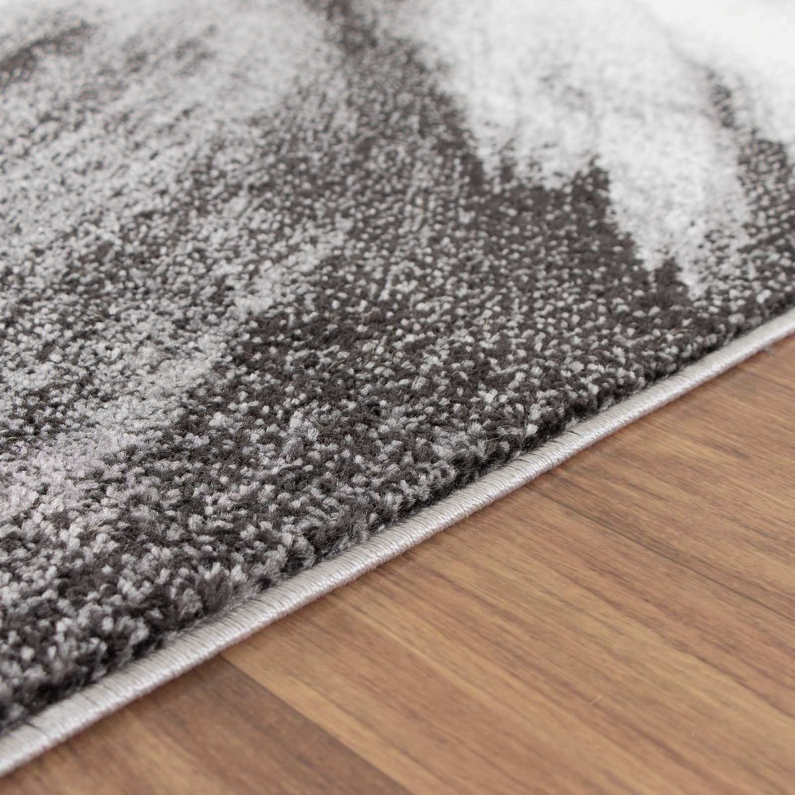 Teppich Moderner Designerteppich TC-Fashion 6116 Circle in grau, blau, beige, TaraCarpet, rechteckig, Höhe: 12 mm, Kurzflor Kreise grau Wohnzimmer Schlafzimmer Kinderzimmer 080x140 cm