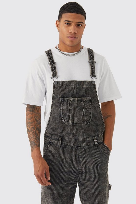 Lockere Cord-Latzhose mit Acid-Waschung