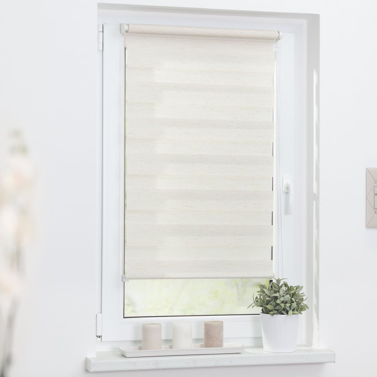 Lichtblick Duo-Rollo Klemmfix, ohne Bohren - Natur, 85 cm x 150 cm (B x L)
