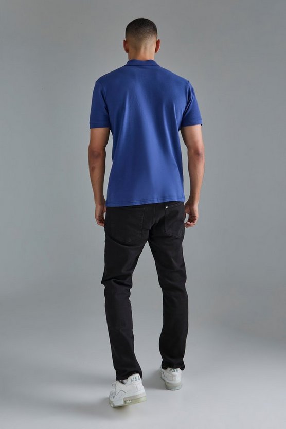 Slim-Fit Pique Poloshirt mit 1/4 Reißverschluss