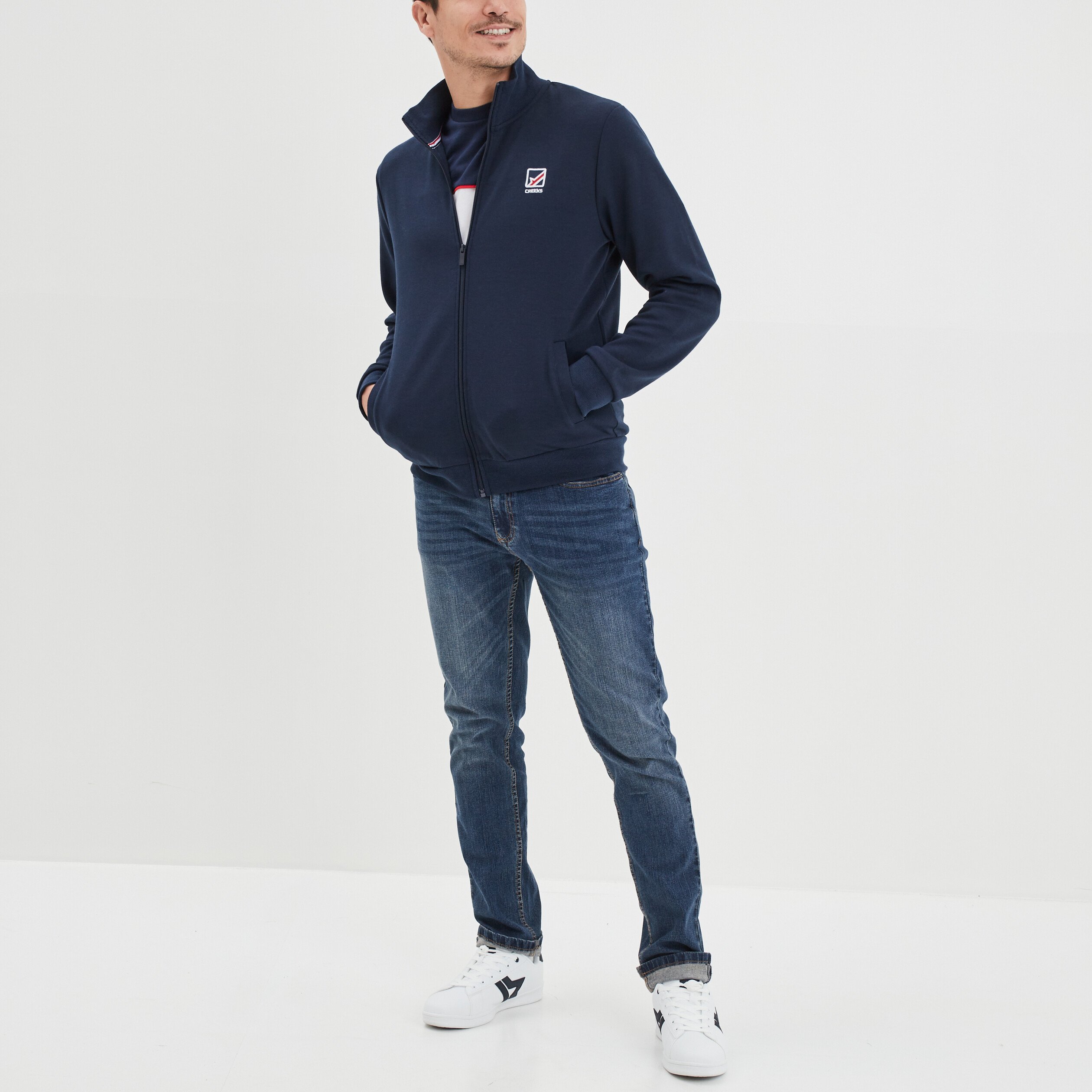 T-shirt oversize coton Creeks bleu marine homme | La Halle