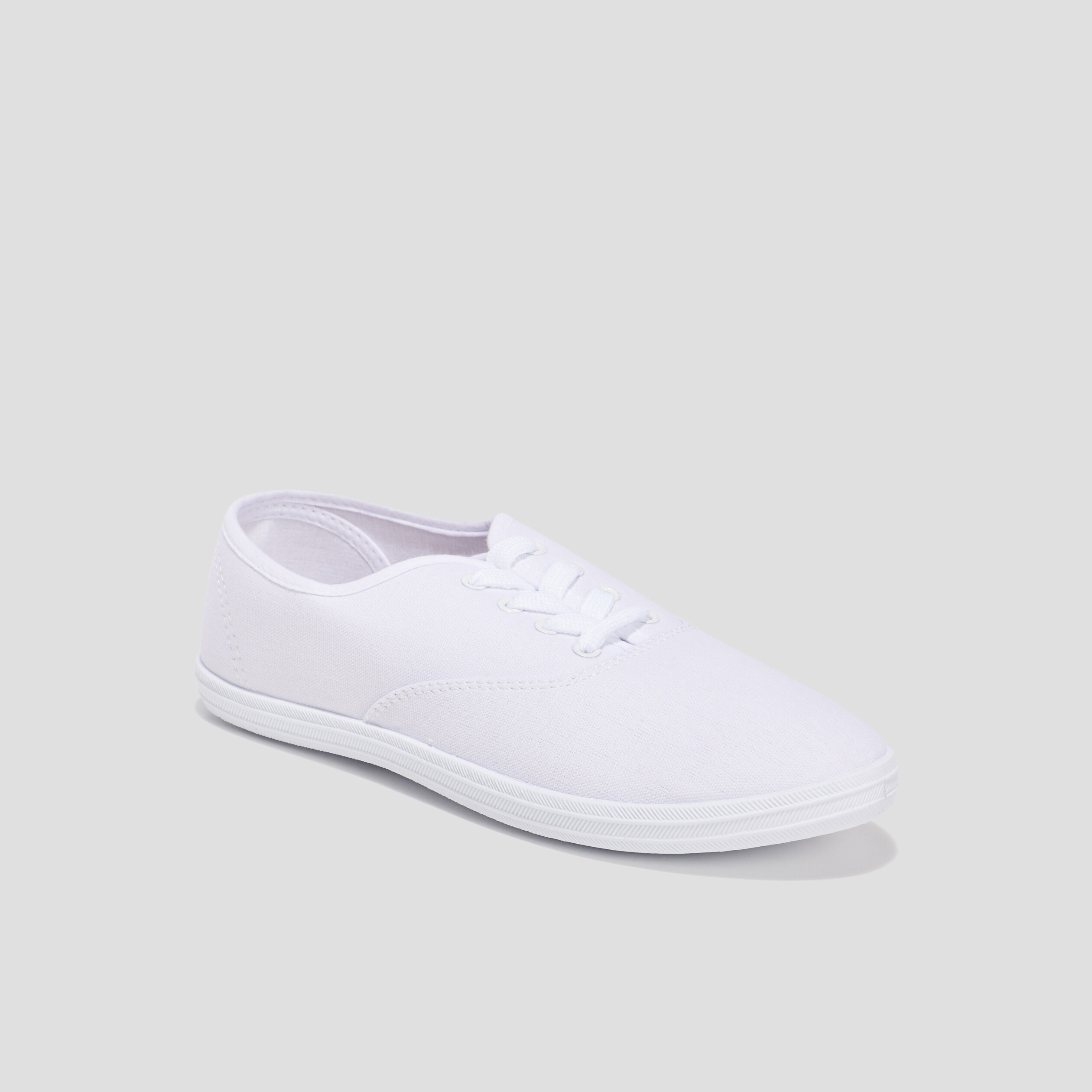 Baskets en toile à lacets blanc femme | La Halle