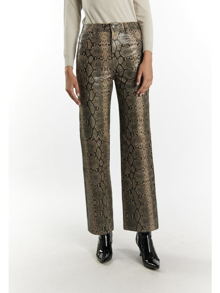 faina Lederhose in Beige Schlange günstig kaufen