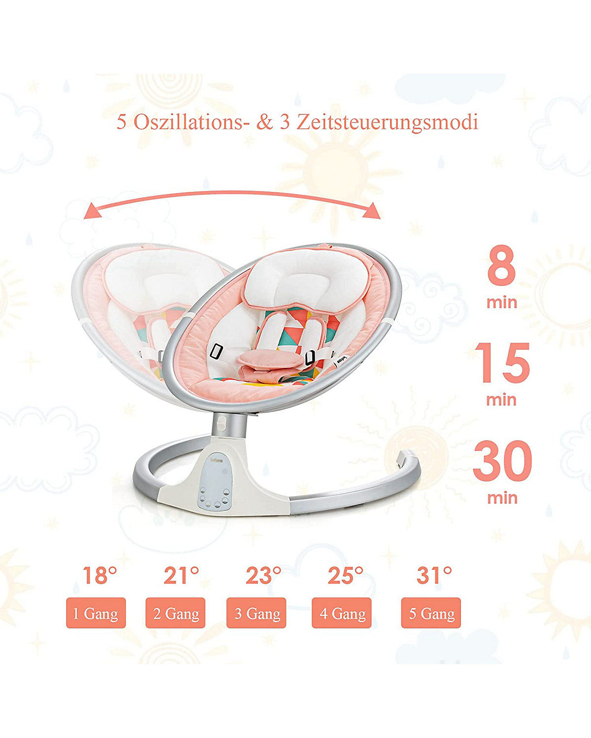 Babywippe 5-fach einstellbar mit Fernbedienung