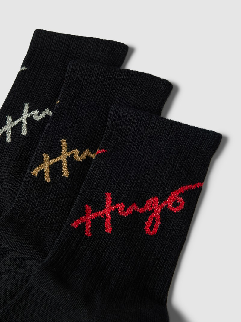Socken mit Label-Detail im 3er-Pack in schwarz
